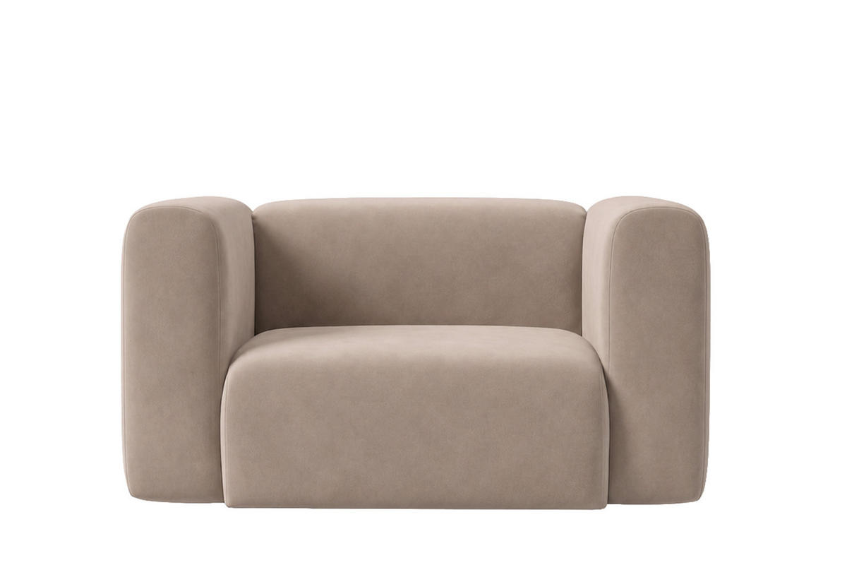 WOHNZIMMERSESSEL Aus Velvet-Stoff Bluvel, Latte, GRETA - Hellbraun, Holz (137/70/89cm) - Kaiser Möbel