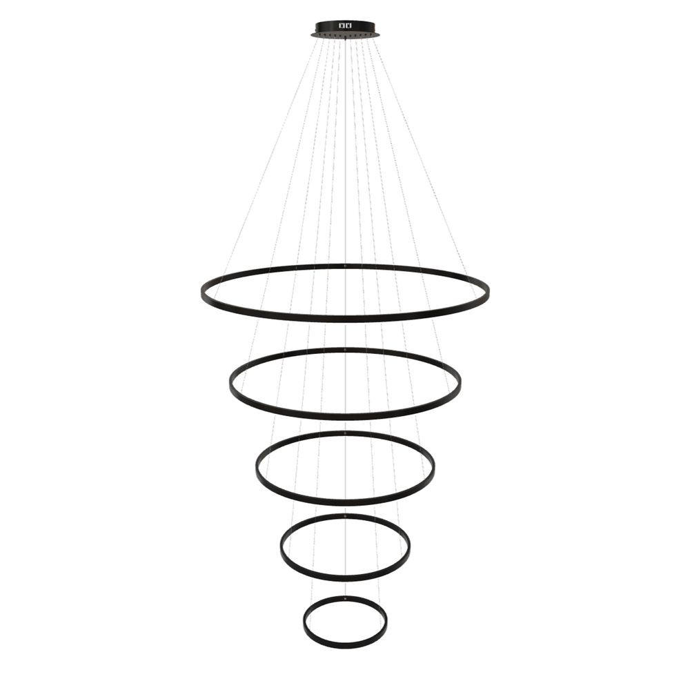 LED-HÄNGELAMPE 5er Ring Schwarz Ø 120 | 100 | 80 | 60 | 40cm - Schwarz, Metall (1.3/120/3.3cm) - s.luce