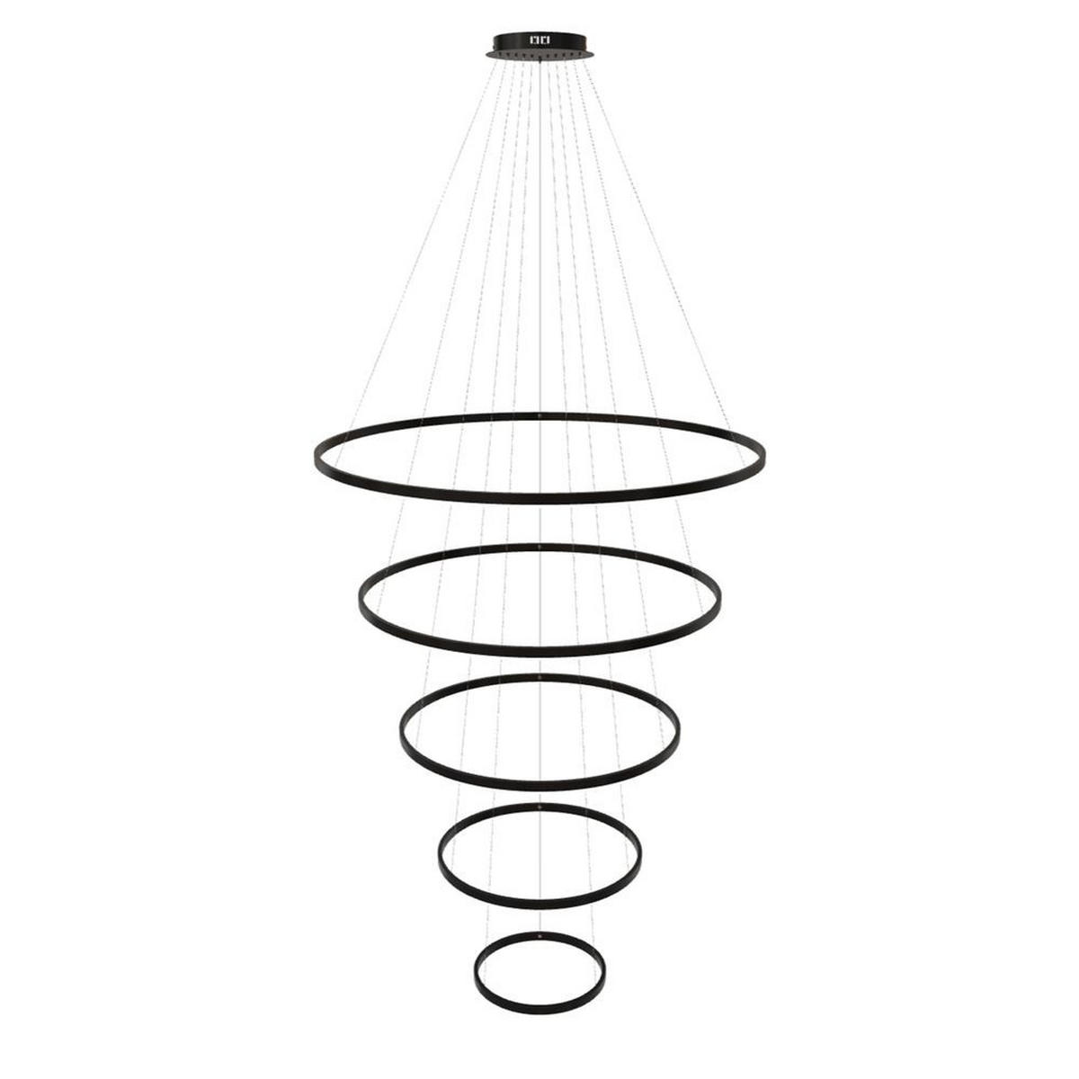 LED-HÄNGELAMPE 5er Ring Schwarz Ø 120 | 100 | 80 | 60 | 40cm - Schwarz, Metall (1.3/120/3.3cm) - s.luce