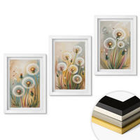 WANDBILDER 3er-Set - 20x30 cm Weißer Rahmen - Löwenzahnblüten, pastellfarbene Gräser - Weiß, Kunststoff (20/30cm) - ArtPrintCave