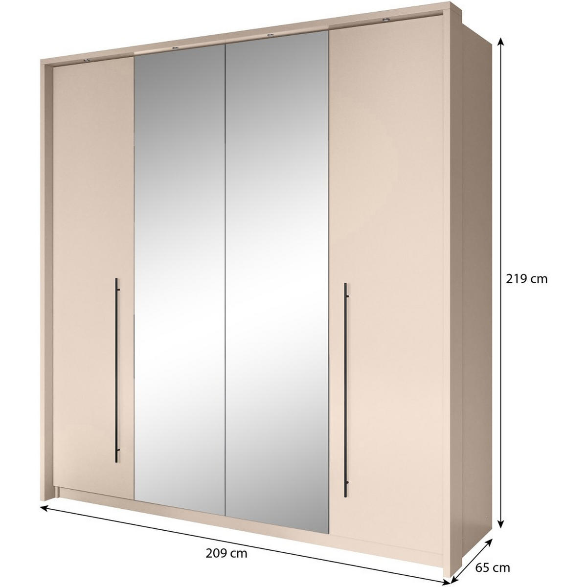 DREHTÜRENSCHRANK Sahara mit 2 Türen und 8 Regalböden, 210 cm, Sandbeige - Sandfarben, Holzwerkstoff (209/219/65cm) - Beautysofa