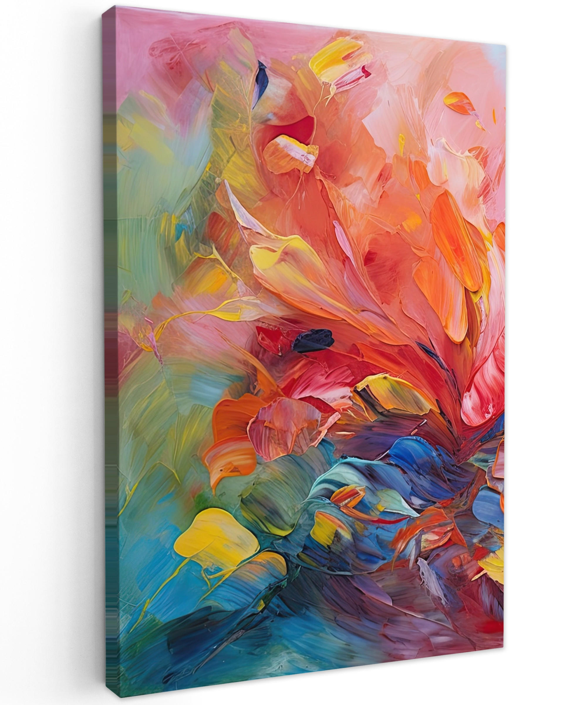 LEINWANDBILD Ölgemälde - Kunst - Abstrakt - Farbenfroh 20x30 cm - Altrosa, Textil (20/30cm) - MuchoWow