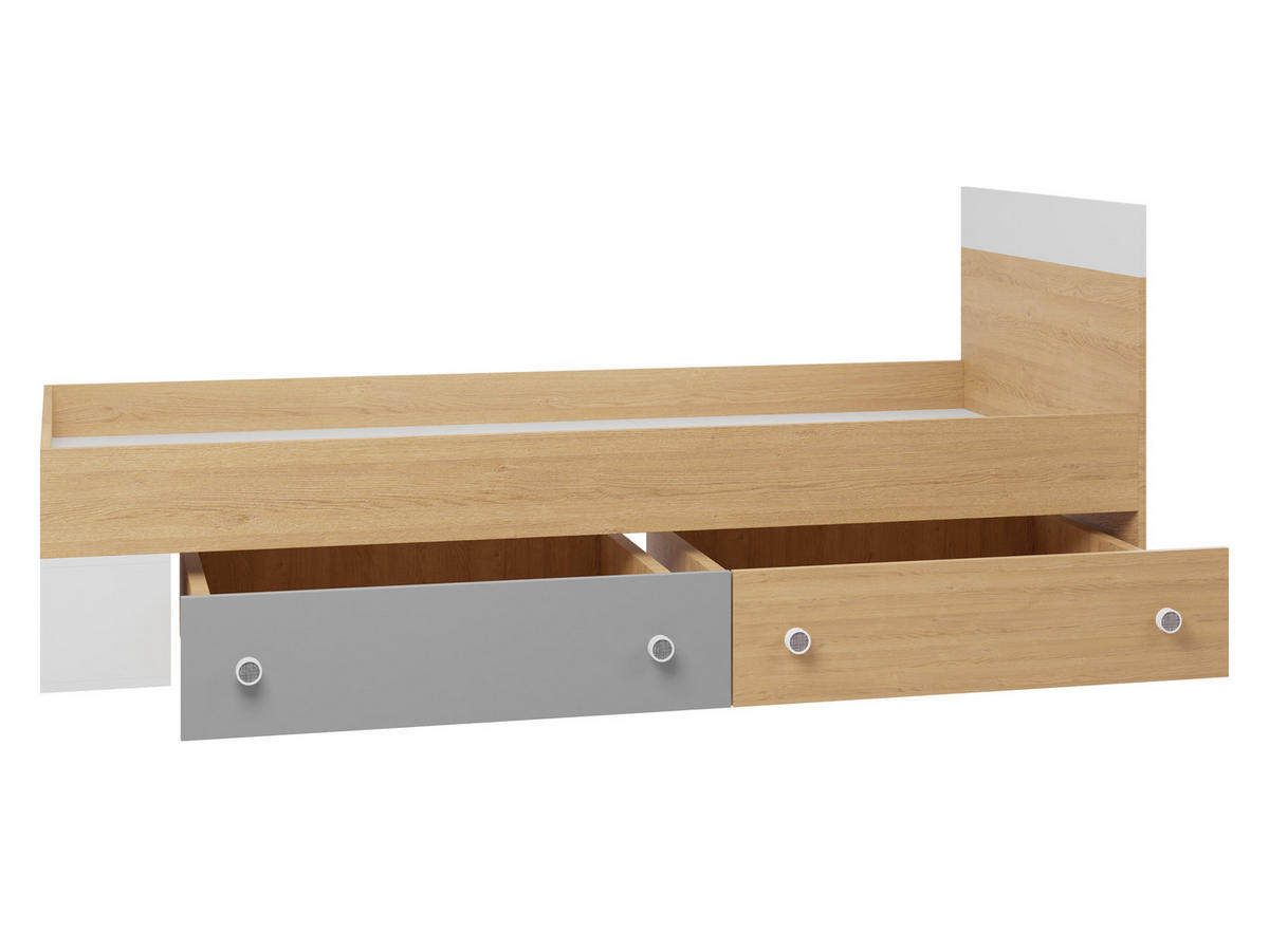 JUGENDBETT Pixel PX14/15 L/P - Eichefarben/Weiß, Holzwerkstoff (90/200cm)