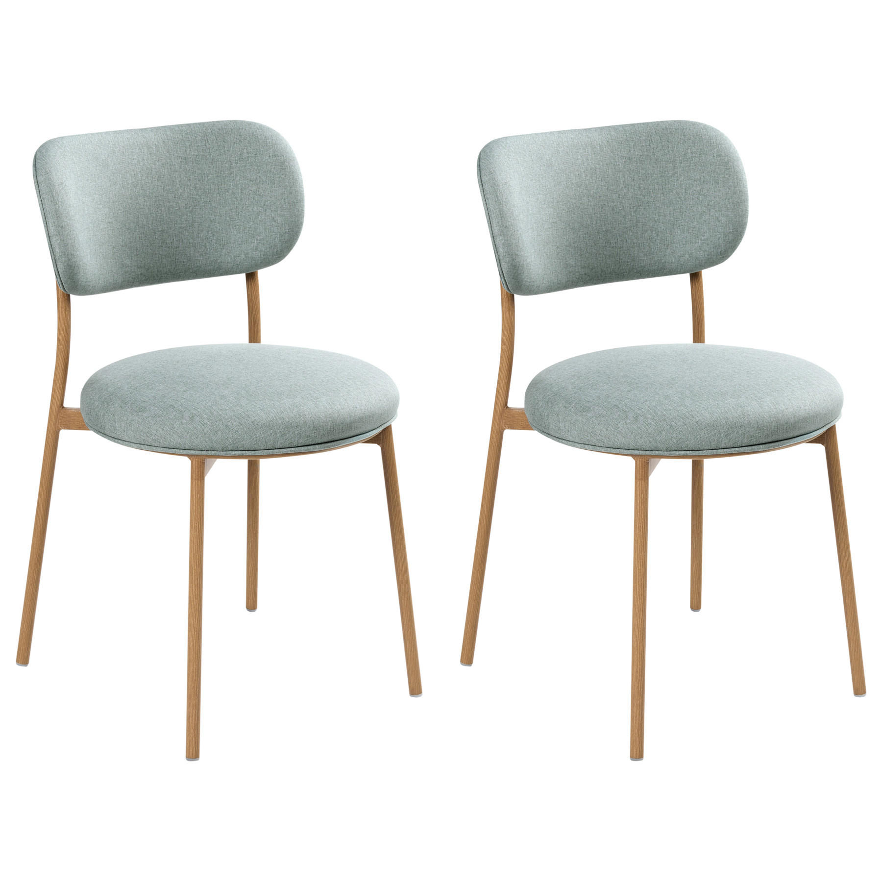 JÍDELNÍ ŽIDLE sada 2 ks Mátově zelená Casey - mátově zelená/hnědá, textil (43/76/50cm) - Beliani