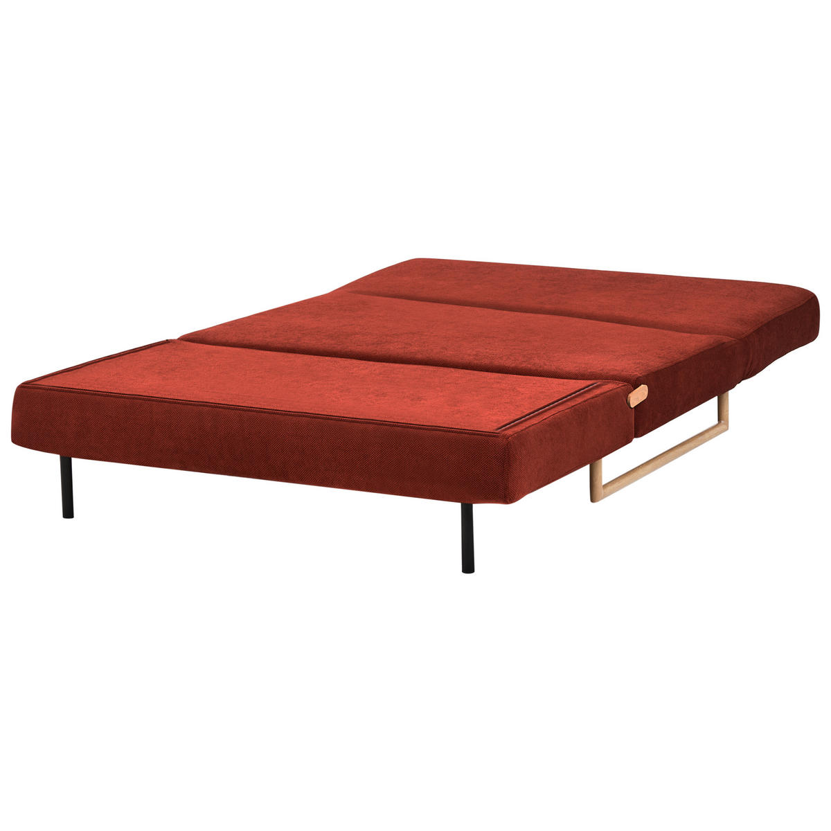 SCHLAFSOFA 2-Sitzer Stoff Rot Jerslev - Hellbraun/Rot, Textil (120/87/84cm) - Beliani