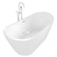 FREISTEHENDE Wanne F23 180cm Whirlpool Luft & Wasser Armatur AF03 - Weiß, Glas/Kunststoff (80/72/180cm) - AcquaVapore by Sandra Jentho