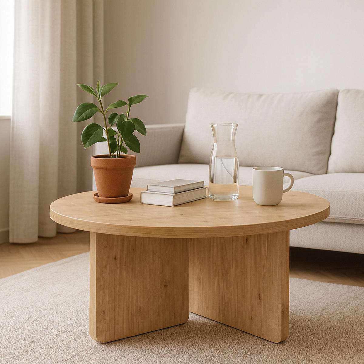 FAVI Couchtisch 60 cm, minimalistisch und zeitlos, Eiche Craft Golden - Eichefarben, Holz (60/60/40cm) - Dekori_Interiors