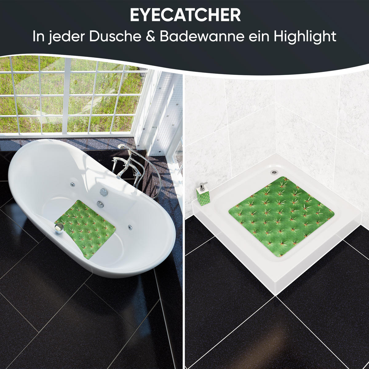 BADEMATTE Kaktus - Grün, Kunststoff (53/53cm) - Sanilo