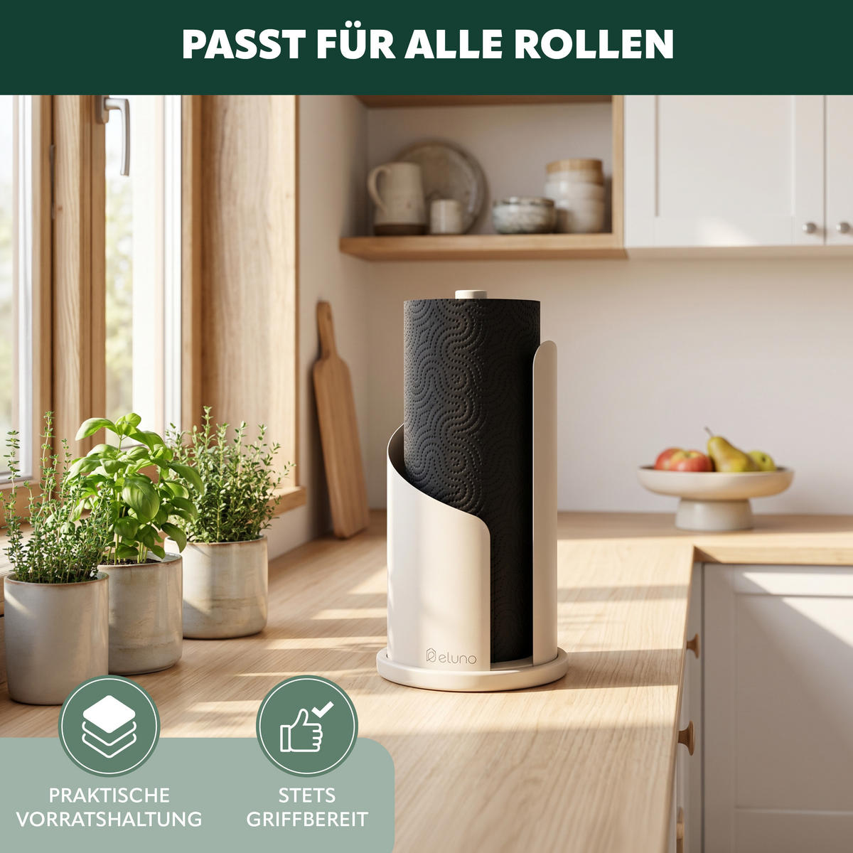 KÜCHENROLLENHALTER beige, ca. Ø 15,5 x 31 cm - Beige, Metall (15.5/31/15.5cm) - eluno