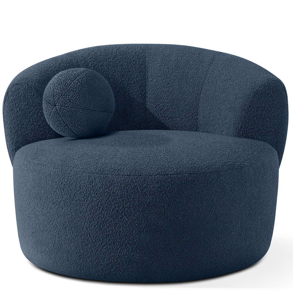 DREHSESSEL VIRA, Marineblau, Bouclé - Schwarz/Dunkelblau, Holz/Holzwerkstoff (105/76/100cm) - KONSIMO®
