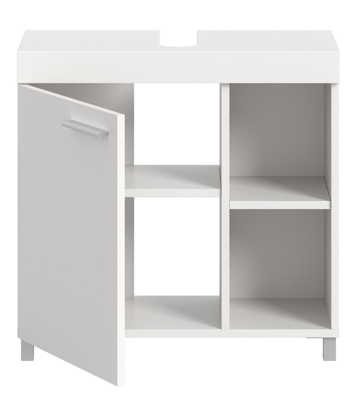 WASCHBECKENUNTERSCHRANK weiß 65 cm, Unterschrank 1-türig - Silberfarben/Weiß, Holzwerkstoff/Kunststoff (65/63/31cm) - Inn.Furn