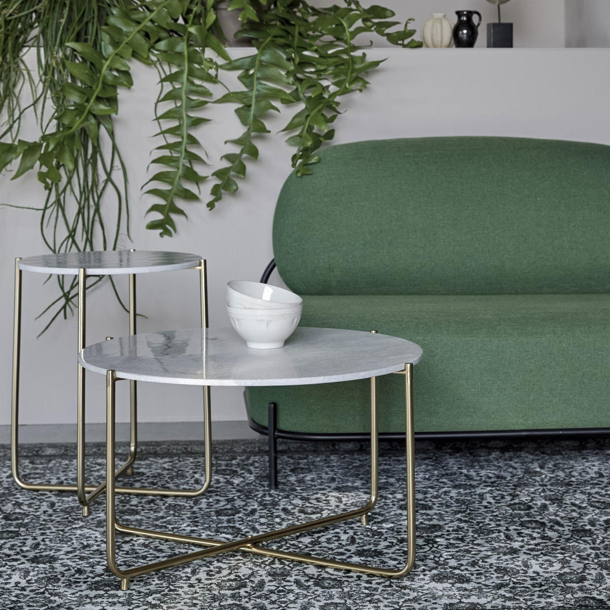 MARMORTISCH mit Ø70 cm - TIMPA - color_white - Weiß, Stein (70/70/40cm) - Drawer