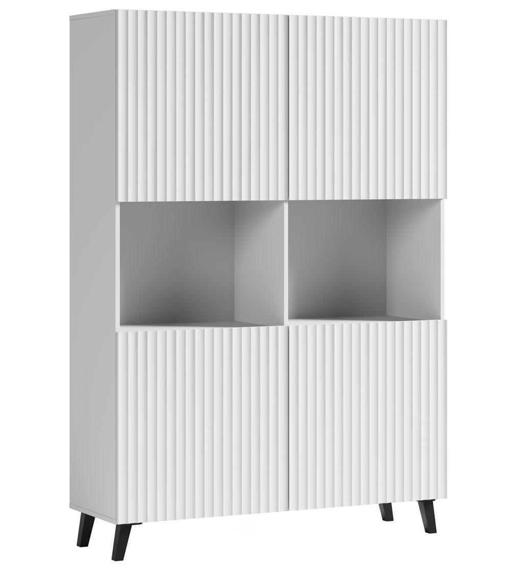 HIGHBOARD Phuket Weiß, gerillt 120 / 39 / 168 cm - Schwarz/Weiß, Holz/Holzwerkstoff (120/168/39cm) - Feldmann-Wohnen