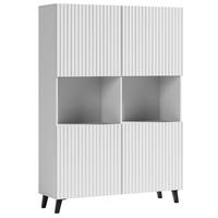 HIGHBOARD Phuket Weiß, gerillt 120 / 39 / 168 cm - Schwarz/Weiß, Holz/Holzwerkstoff (120/168/39cm) - Feldmann-Wohnen