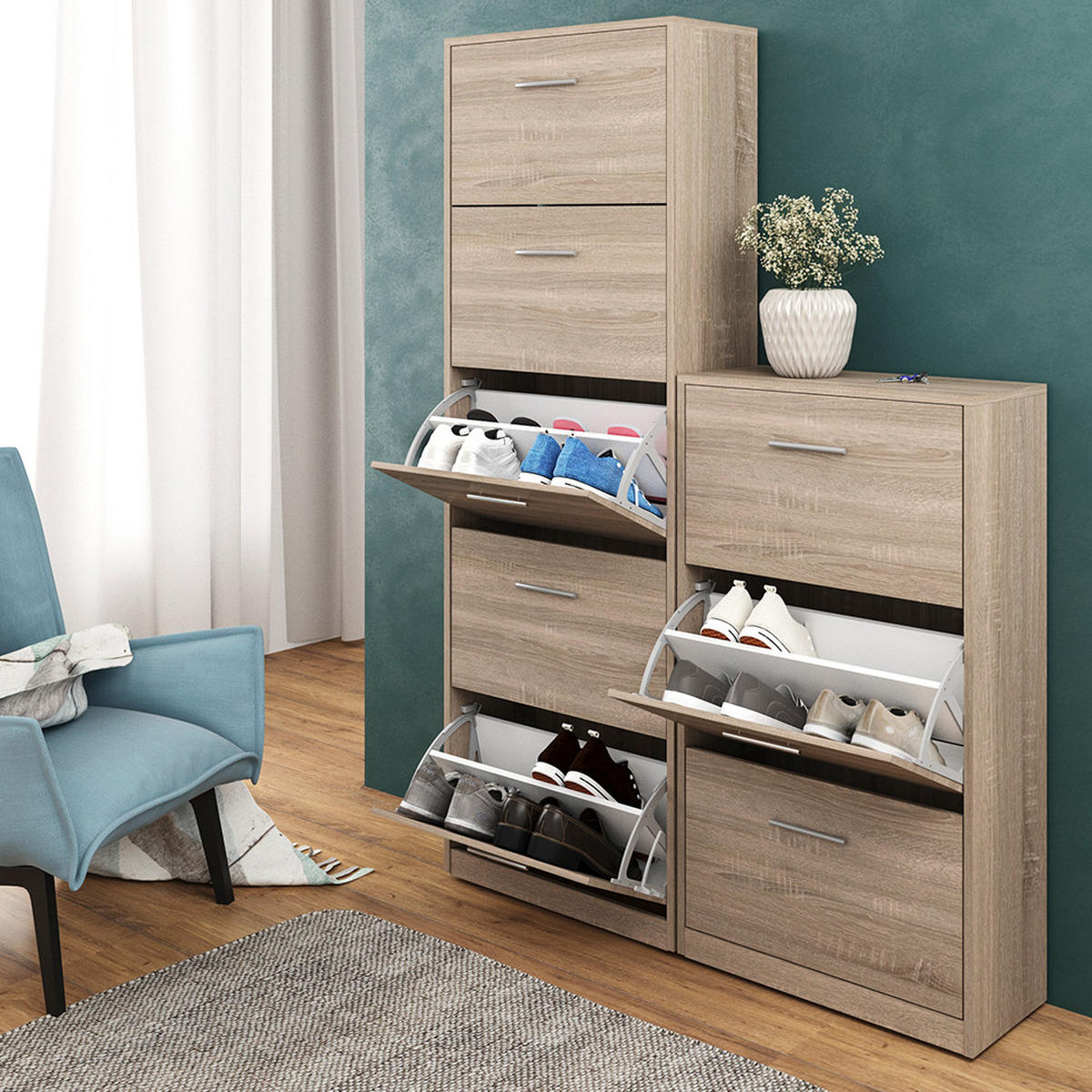 SCHUHKIPPER Gizmo Sonoma 59 x 105 cm - Braun/Sonoma Eiche, Holzwerkstoff (59/105/22cm) - Vicco