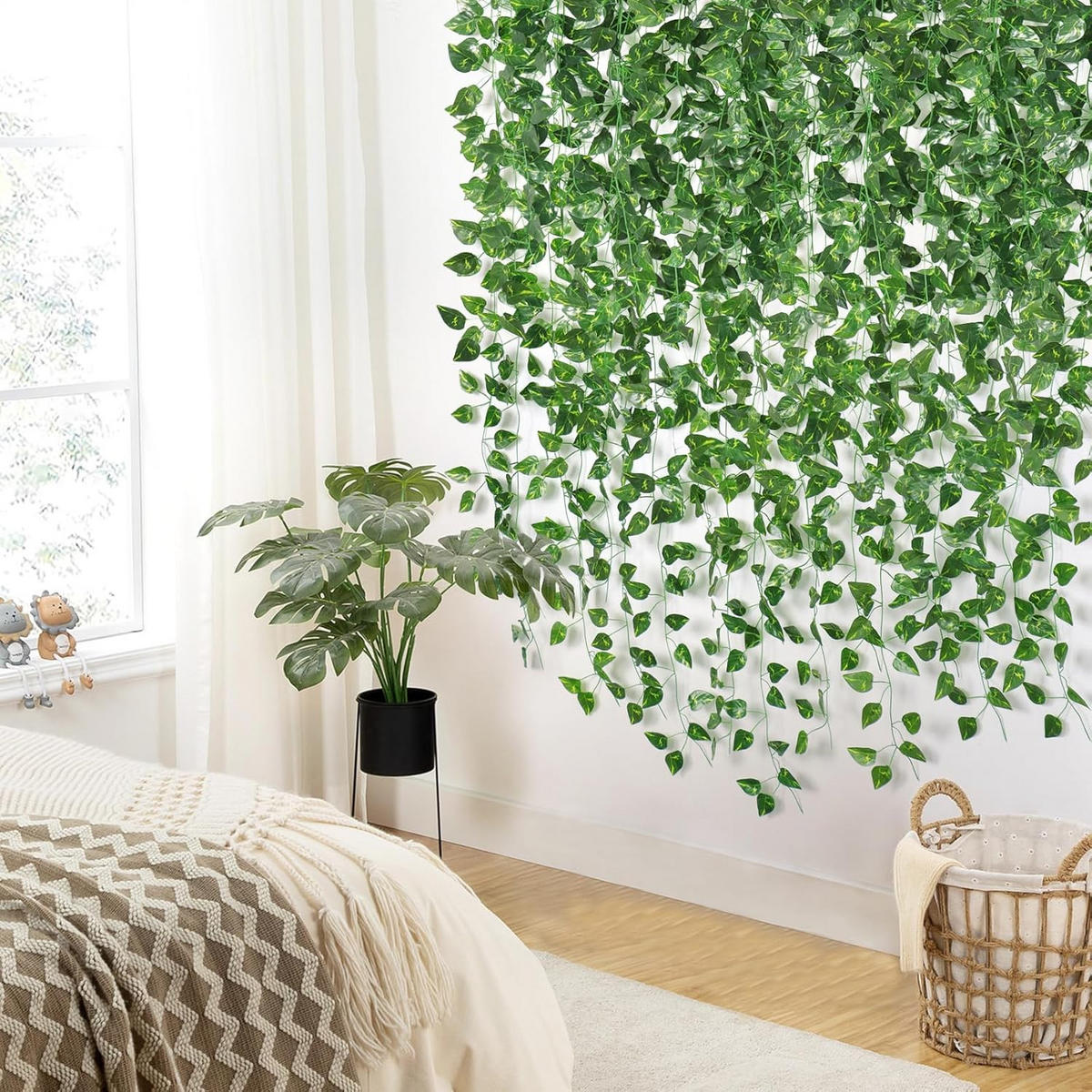 KUNSTPFLANZE 6 Stück,220cm Länge, - Grün, Kunststoff (7cm) - Coonoor