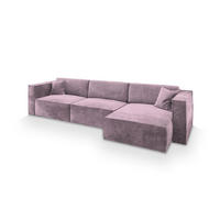 ECKSOFA TOLMO M Lila Velours-Stoff mit Schlaffunktion - Lila, Holz (347/148cm) - MASSENO