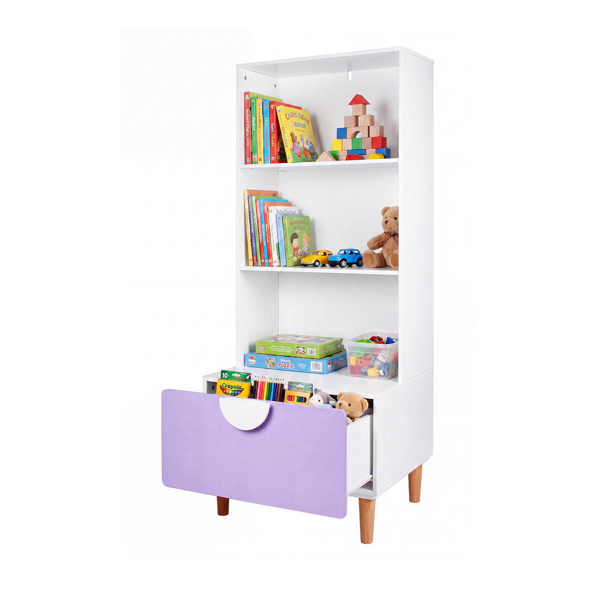 KINDERBÜCHERREGAL Weiß Lila 60/48/143 - Weiß, Holz (60/143/48cm) - Mobili Rebecca