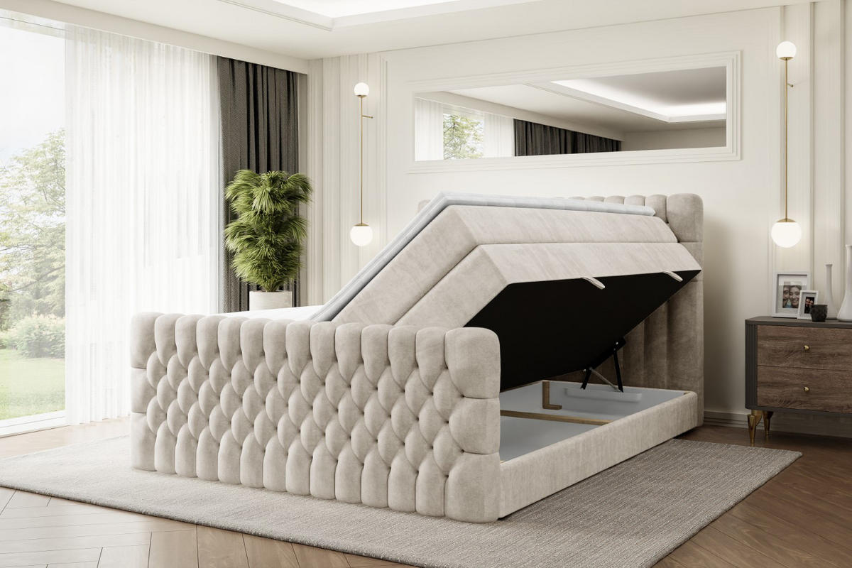 BOXSPRINGBETT SERENE-Z KING - 160 x 200 - H3/H4 - Ecru - Ecru, Holzwerkstoff (160/200cm) - ALTDECOR