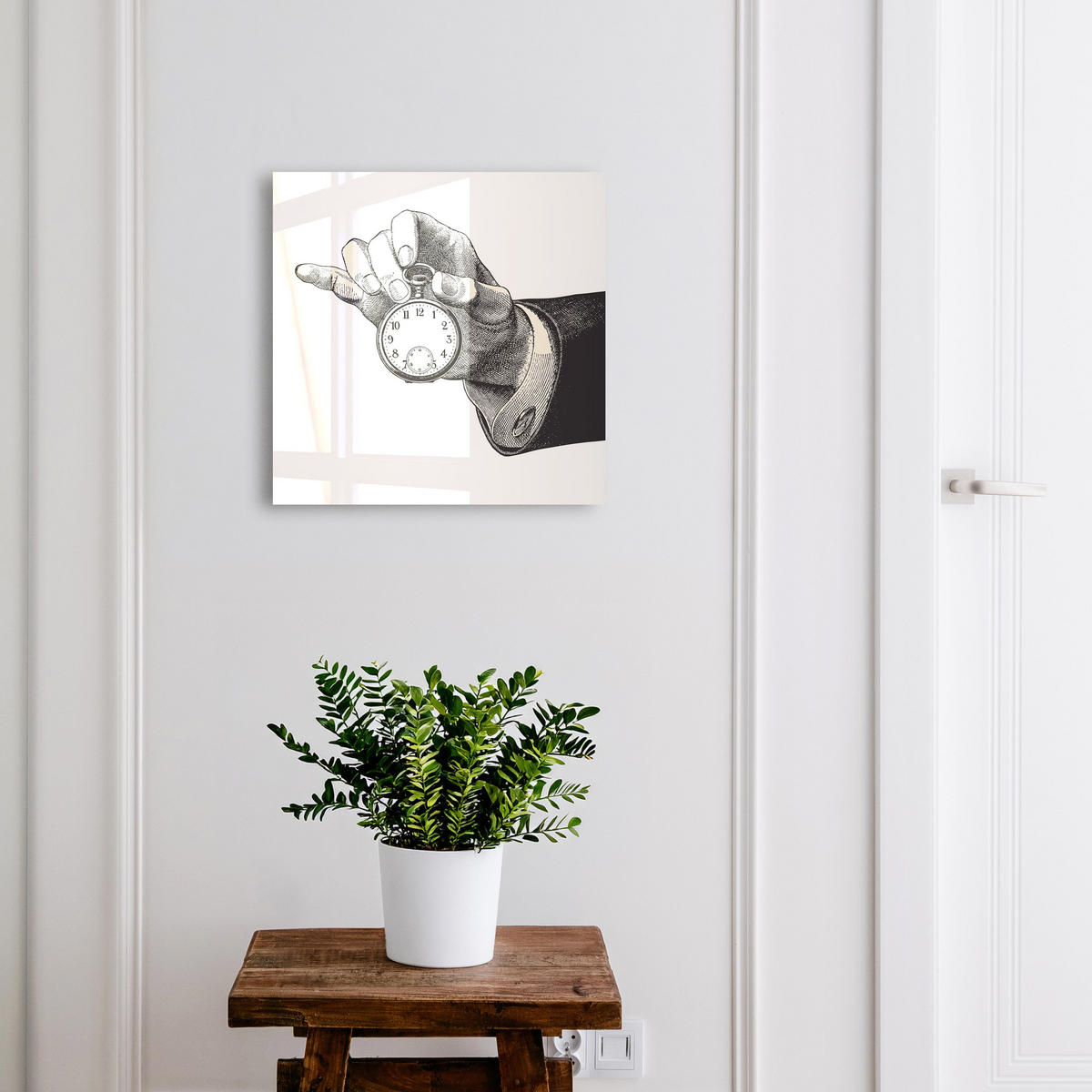 SCHLÜSSELBOX Schwarz 30x30 cm- Türöffnung nach rechts - Taschenuhr - Weiß, Metall (30/30/5cm) - TULUP