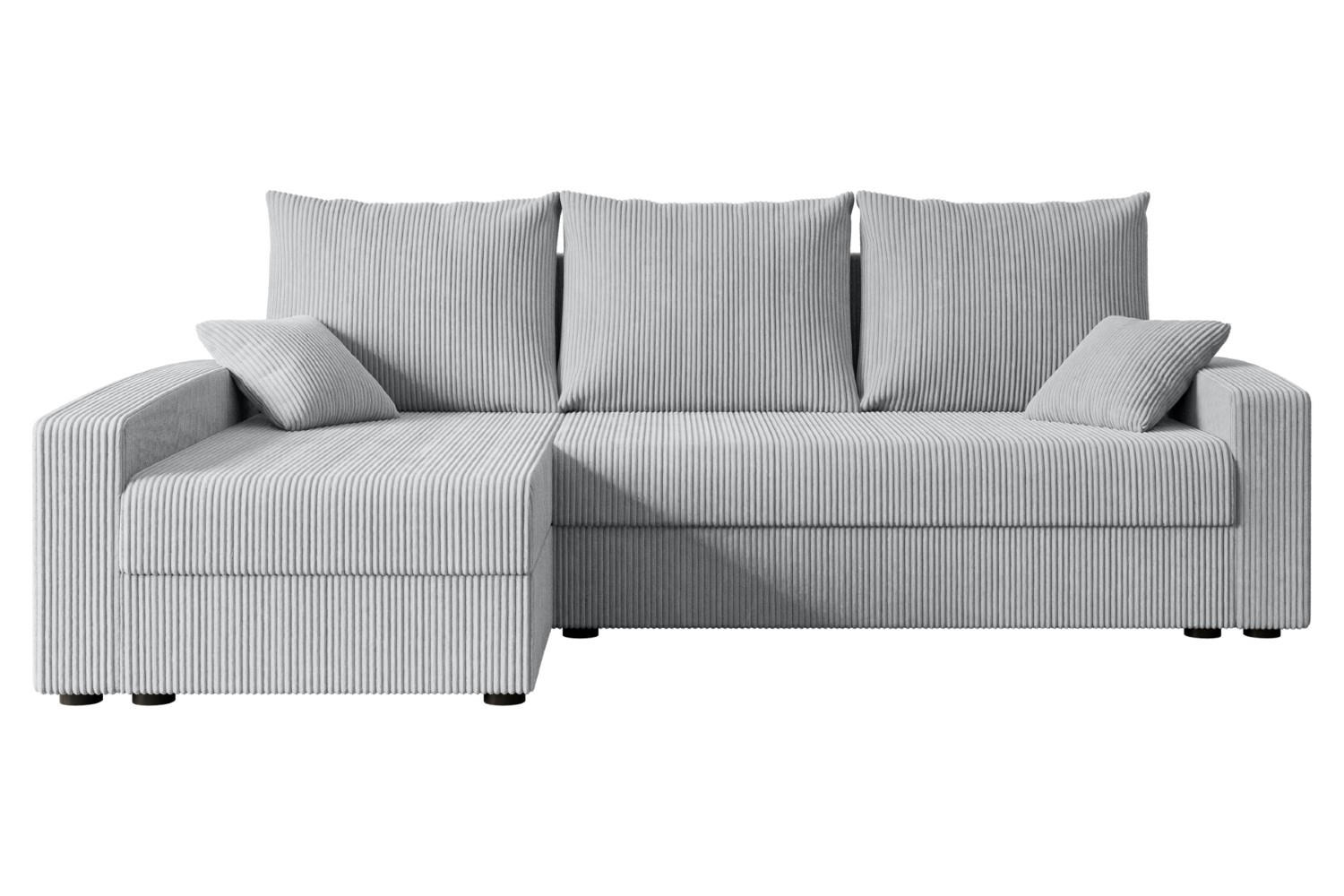 ECKSOFA mit Schlaffunktion und Bettkasten ALESIA-L 231x140x90 cm Grau Cord - Silberfarben/Grau, Holzwerkstoff/Kunststoff (231/140cm) - ALTDECOR