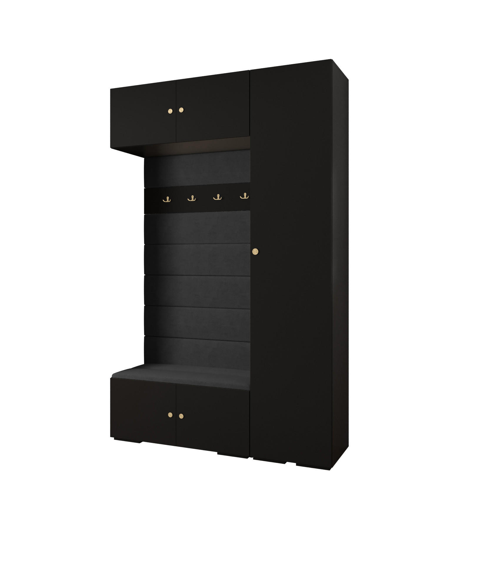 Abiks Möbel Garderoben-Set Schwarz, Schwarz, Gold 150x236.7x47 cm