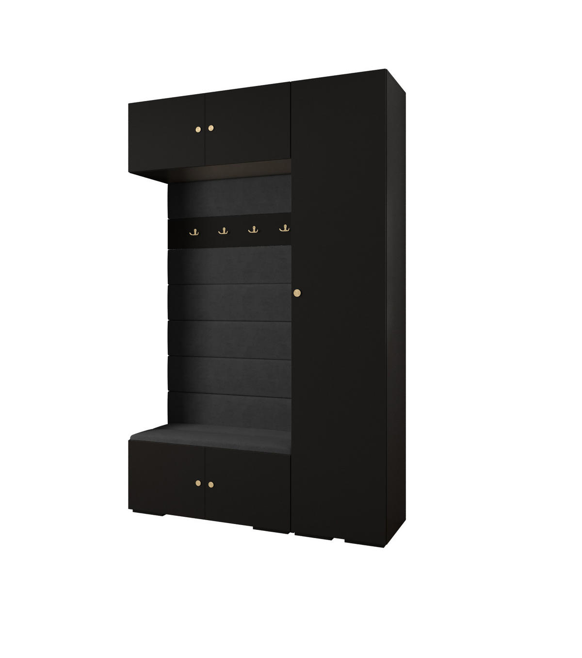 GARDEROBEN-SET 236,7/150/47 - Goldfarben/Schwarz, Holz/Metall (150/236.7/47cm) - Abiks Möbel