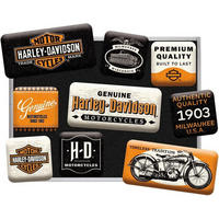 MAGNETSET 9-teilig Harley-Davidson Genuine Motorcycles Milwaukee - Multicolor, Metall (9/7/2cm) - Nostalgic-Art