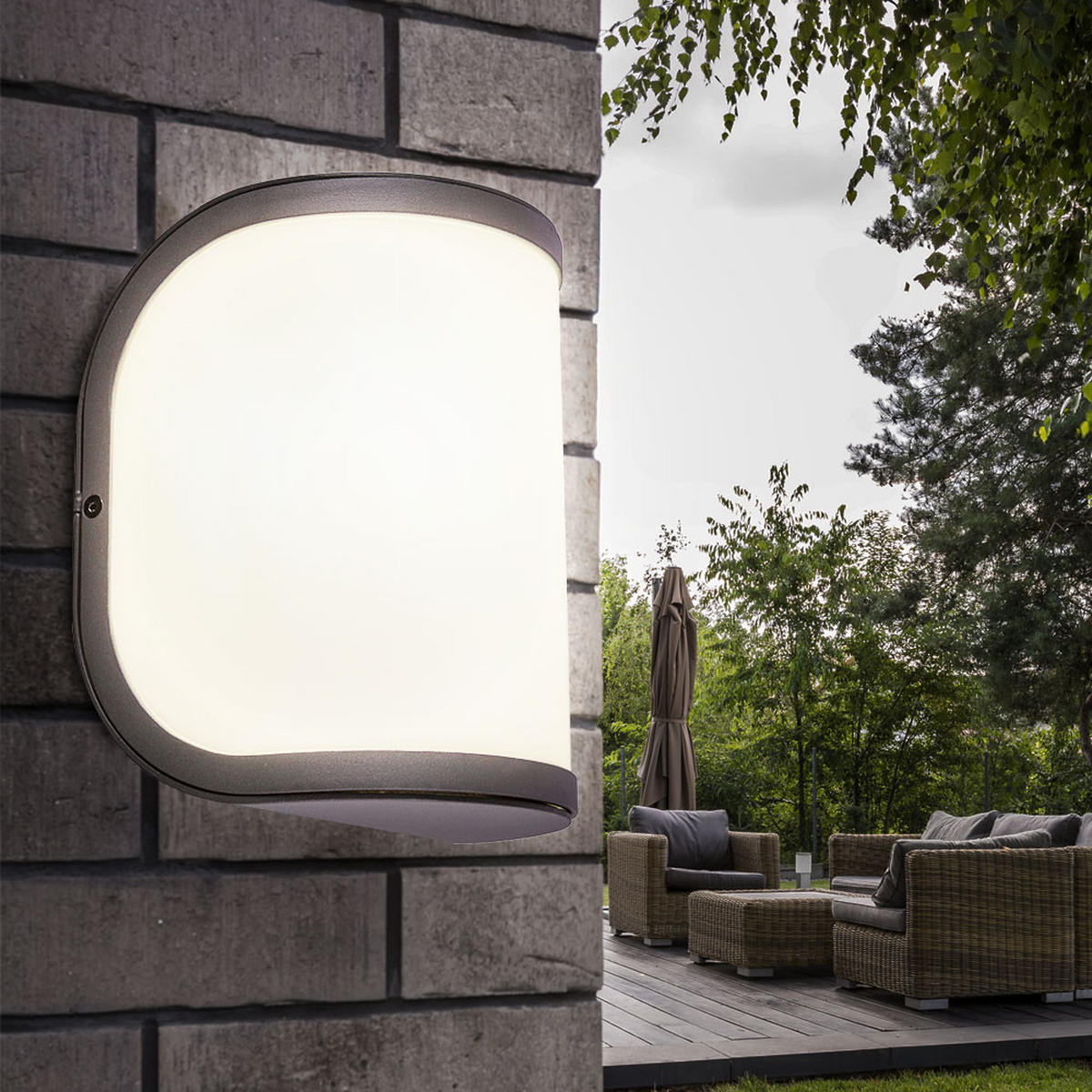 AUSSEN-WANDLEUCHTE Aluminium Anthrazit Opal 2er Set - Anthrazit, Metall (14/20/14.7cm) - Globo Lighting