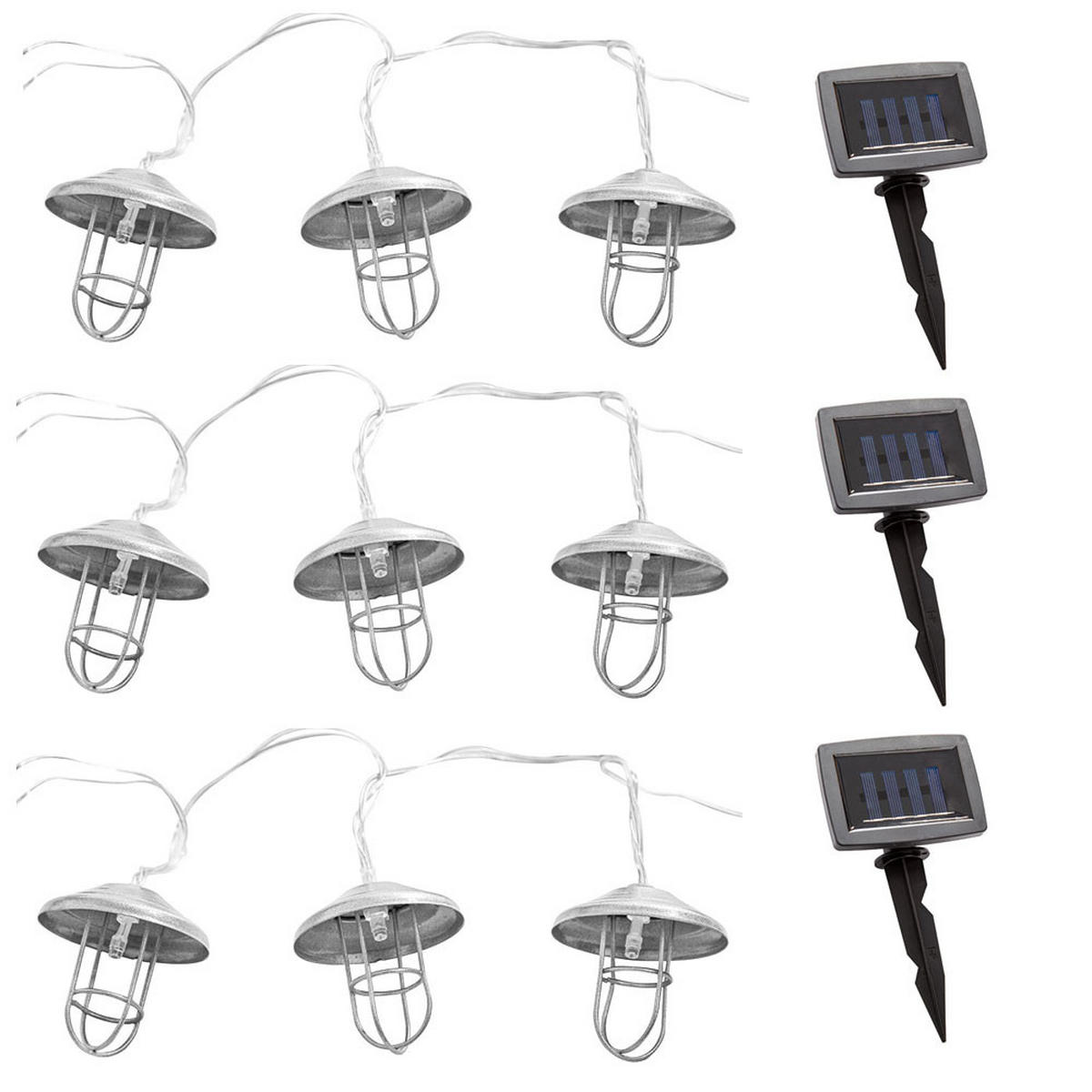 LED AUSSENLEUCHTE Solar Lichterkette Silber - Silberfarben, Metall (200/6/6cm)