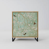 SIDEBOARD BLOOMING CHARM, Eichefarben, 57,5x42x67,5 cm, Schwarze Metall-Rahmenfüße - Eichefarben/Multicolor, Holzwerkstoff/Metall (57.5/67.5/42cm) - SpaceRebels