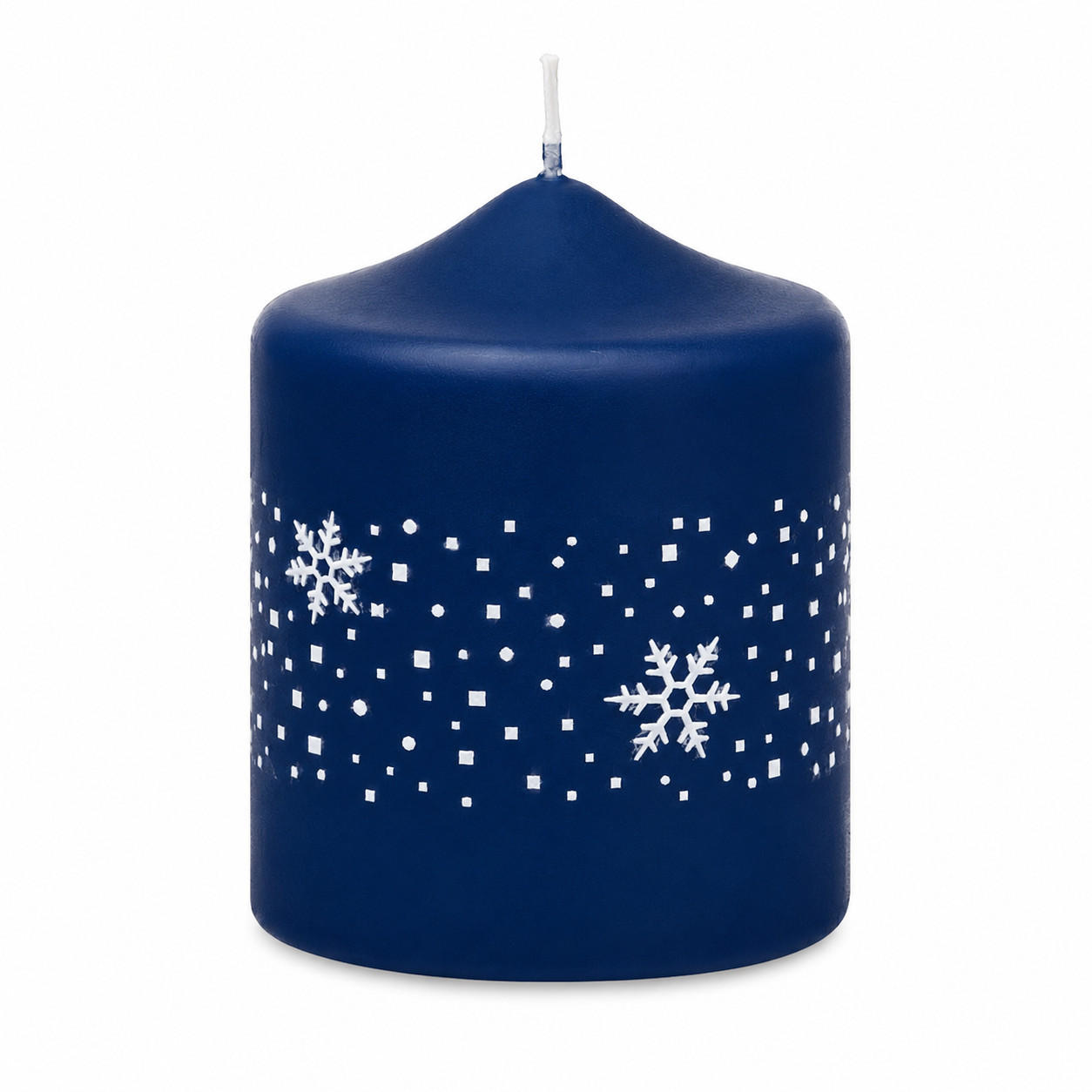 ADVENTSKERZEN Nevis in Samtlook Midnight Blue 8 x 6 cm, 4er Set - Blau, Paraffin (6/8/8cm) - Kopschitz Kerzen
