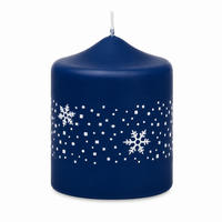 ADVENTSKERZEN Nevis in Samtlook Midnight Blue 8 x 6 cm, 4er Set - Blau, Paraffin (6/8/8cm) - Kopschitz Kerzen