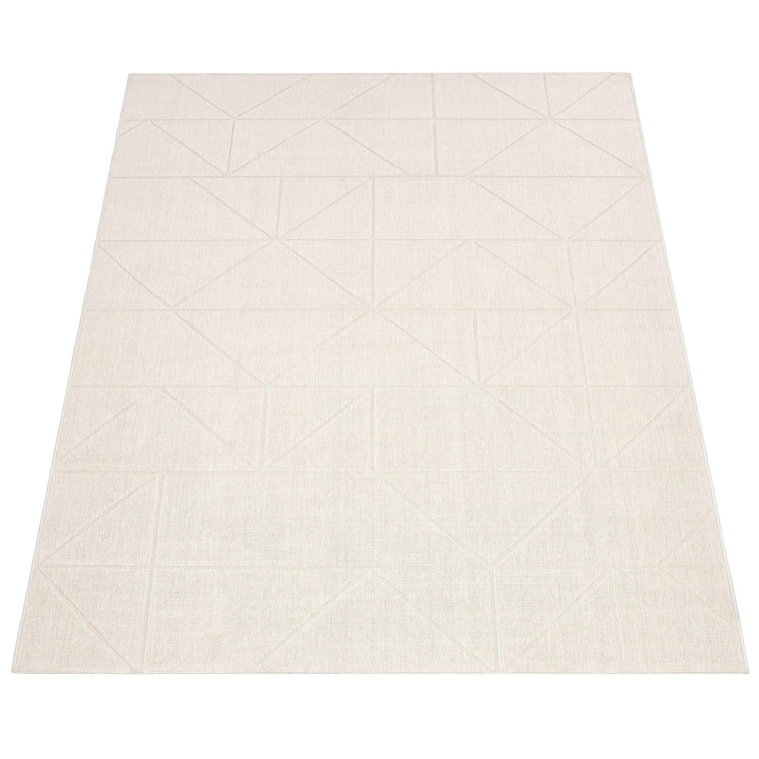 TEPPICH Outdoor Unifarben Geometrisch Balkon, Terrasse schmutzabweisend Creme Rechteckig 120x170 - Creme, Textil (120/170cm) - KADIMA DESIGN
