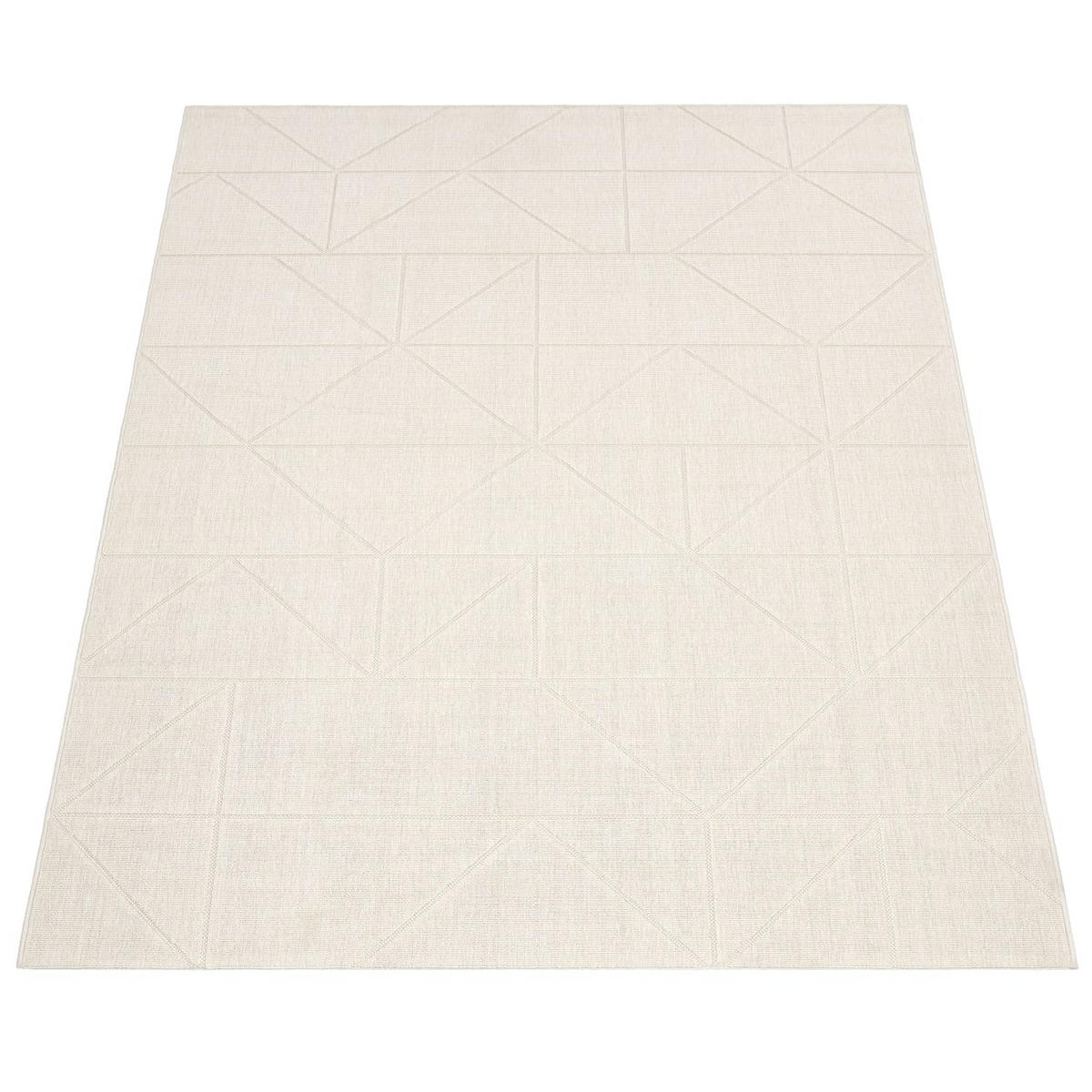 TEPPICH Outdoor Unifarben Geometrisch Balkon, Terrasse schmutzabweisend Creme Rechteckig 120x170 - Creme, Textil (120/170cm) - KADIMA DESIGN