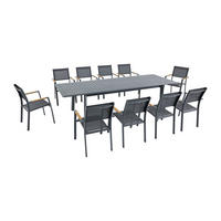 GARTENESSGRUPPE im Set - 10 -Sitzer - Textilene - anthrazitgrau - MACILA - Anthrazit, Metall - Vente-Unique