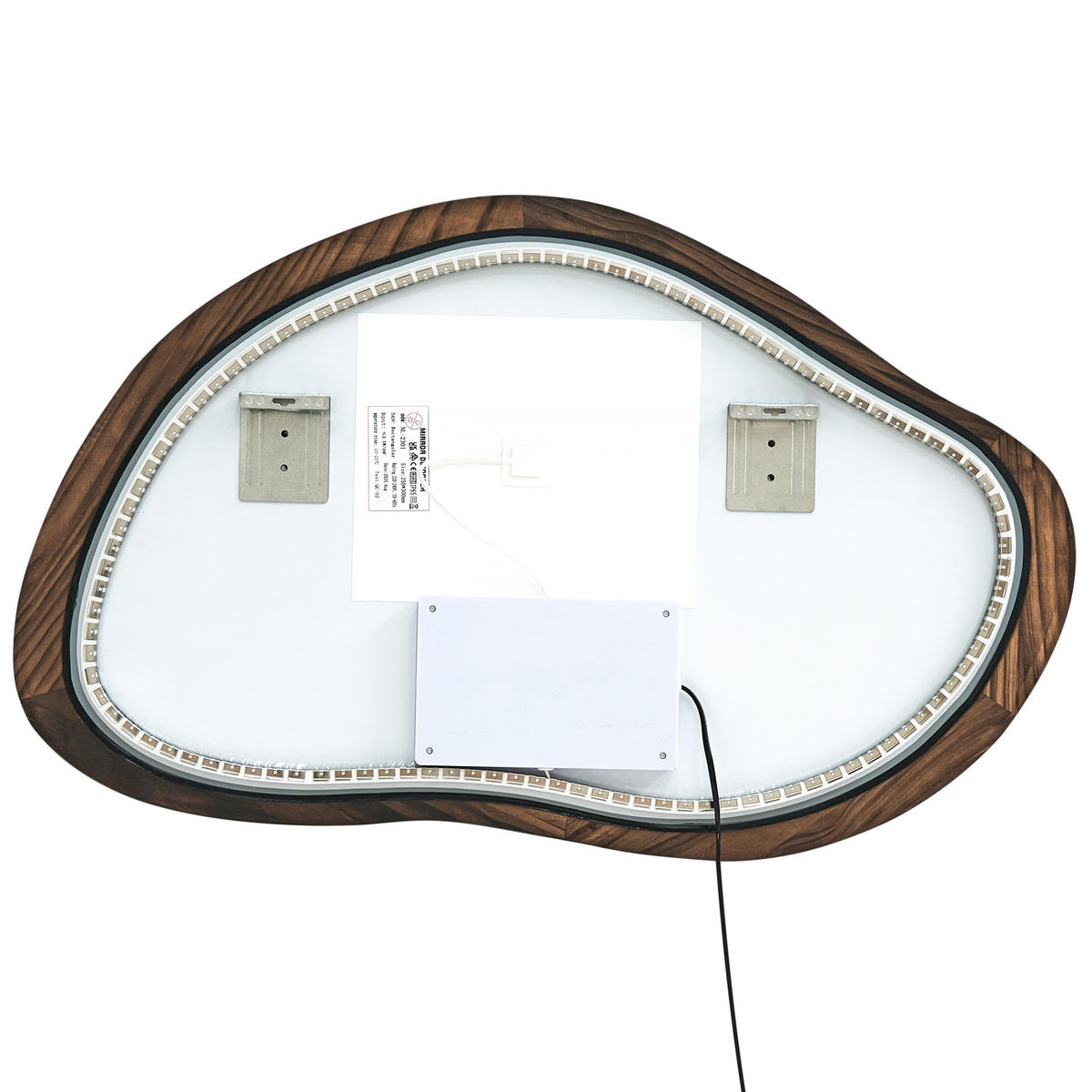 OGLINDĂ DE BAIE CU LED 93/60 cm maro închisă Mancey - maro/argintiu, sticlă (93/60/3cm) - Beliani