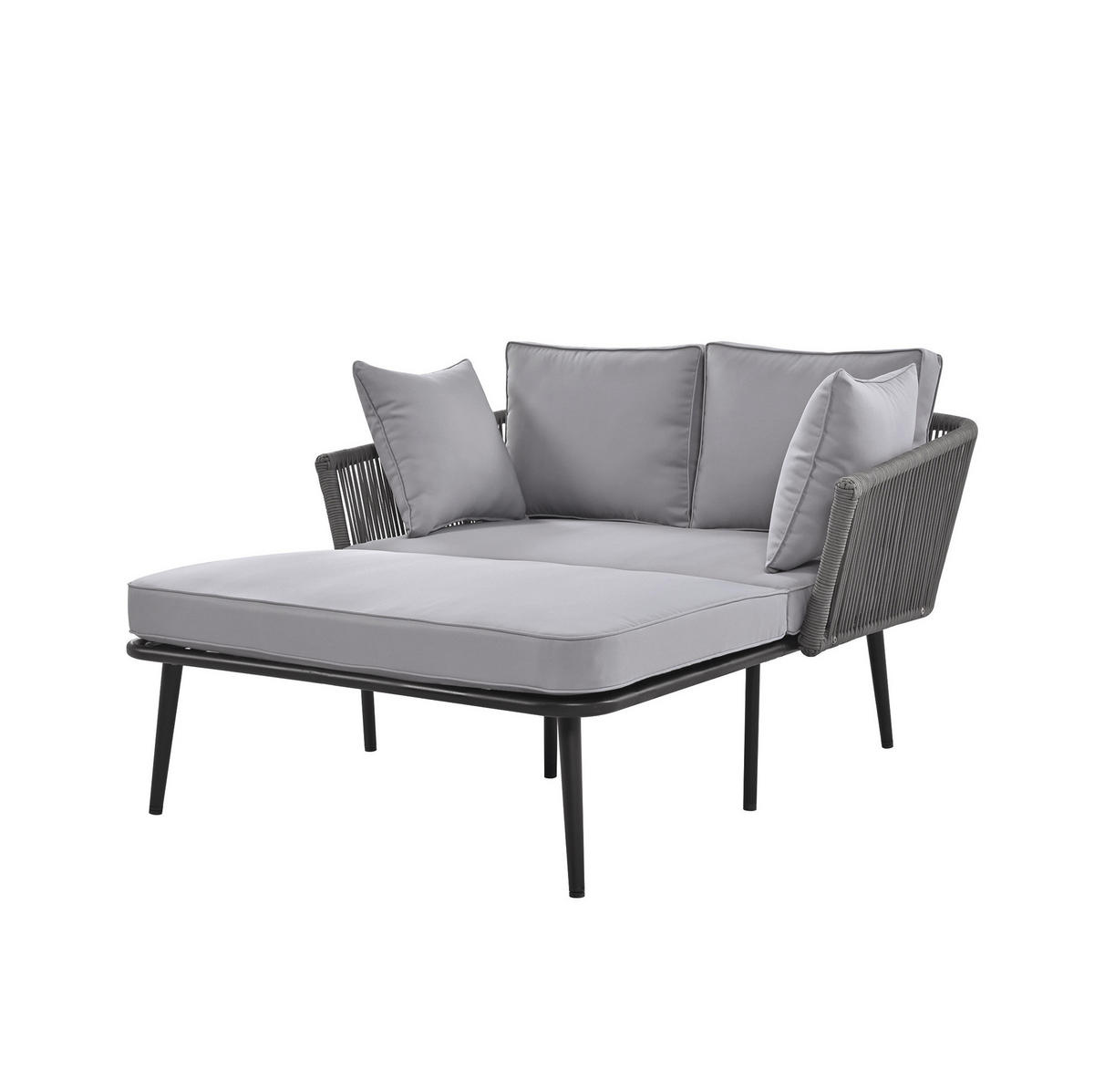 SONNENLIEGE 130/120/67 cm grau aus Polyester und Stahl mit abnehmbaren waschbaren Kissen - Grau, Kunststoff (120/67/130cm) - OKWISH