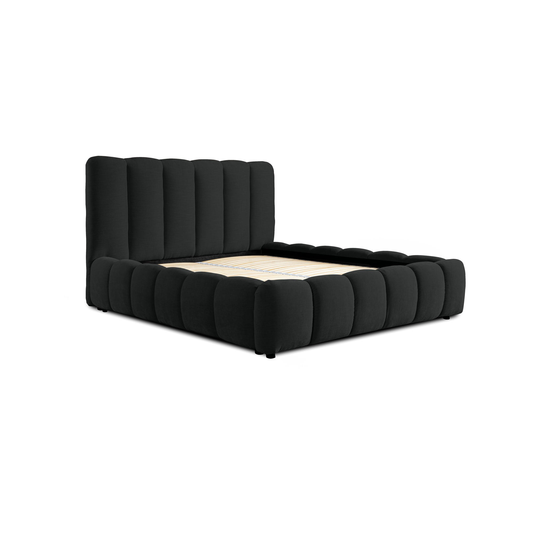 POLSTERBETT Heda Komplettset - Schwarz, Holzwerkstoff/Textil (180/200cm) - Fun Möbel