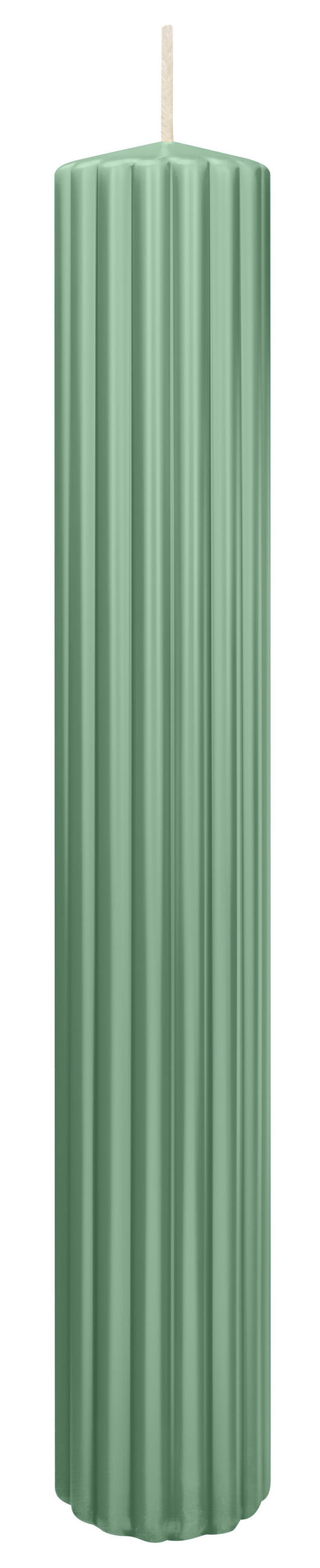 RILLEN KERZEN Reseda 300 x Ø 45 mm, 4 Stück - Eukalyptusholzfarben, Paraffin (8/15/15cm) - Wiedemann Kerzen