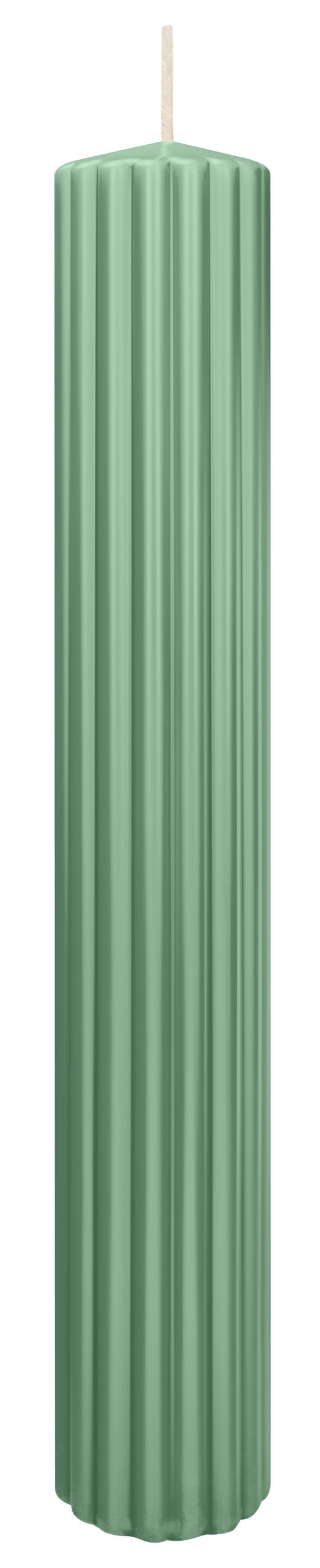 RILLEN KERZEN Reseda 300 x Ø 45 mm, 4 Stück - Eukalyptusholzfarben, Paraffin (8/15/15cm) - Wiedemann Kerzen