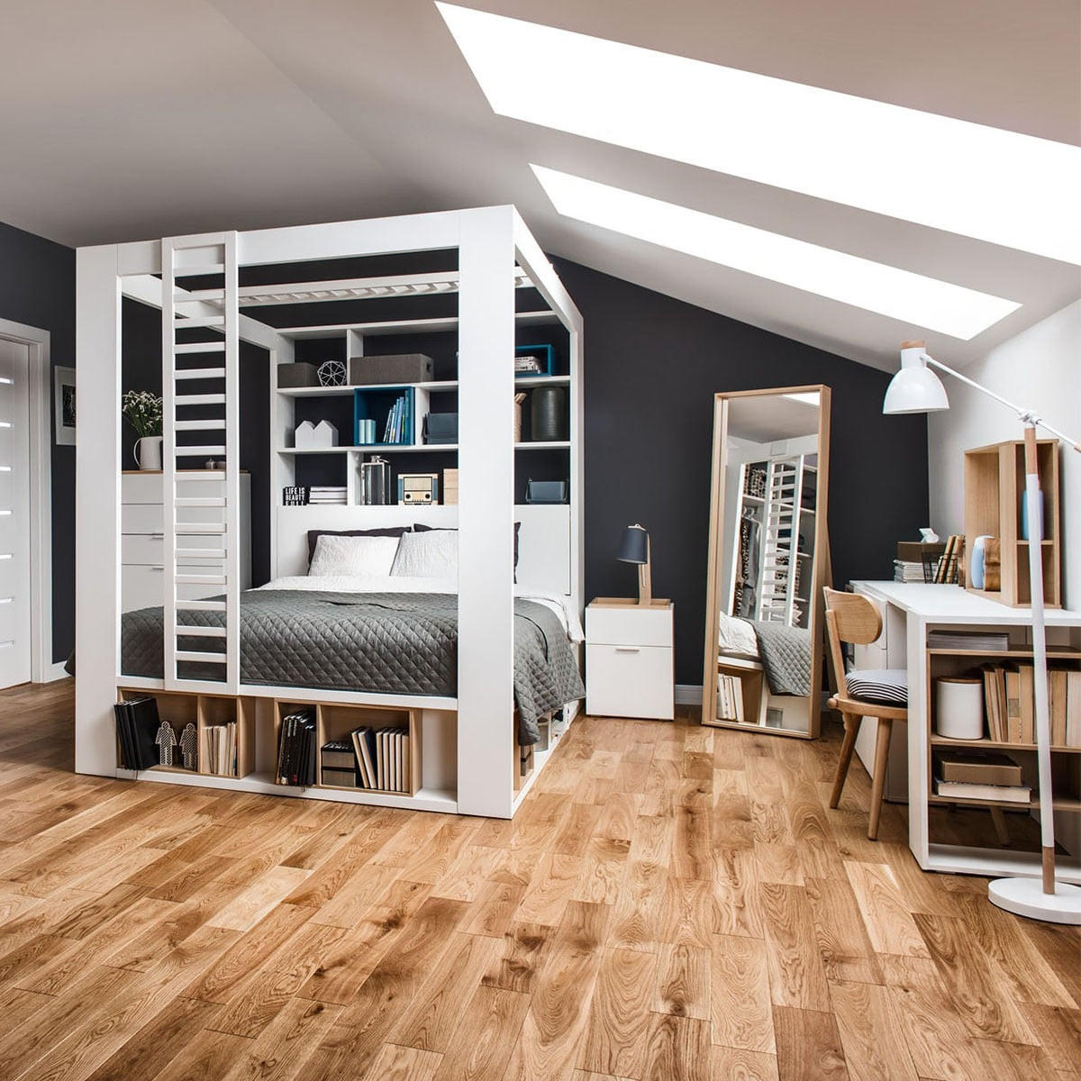 NACHTTISCH mit 2 weißen Schubladen und Holzplatte - 4you - Weiß, Holzwerkstoff (40.5/55.5/42cm) - Calicosy