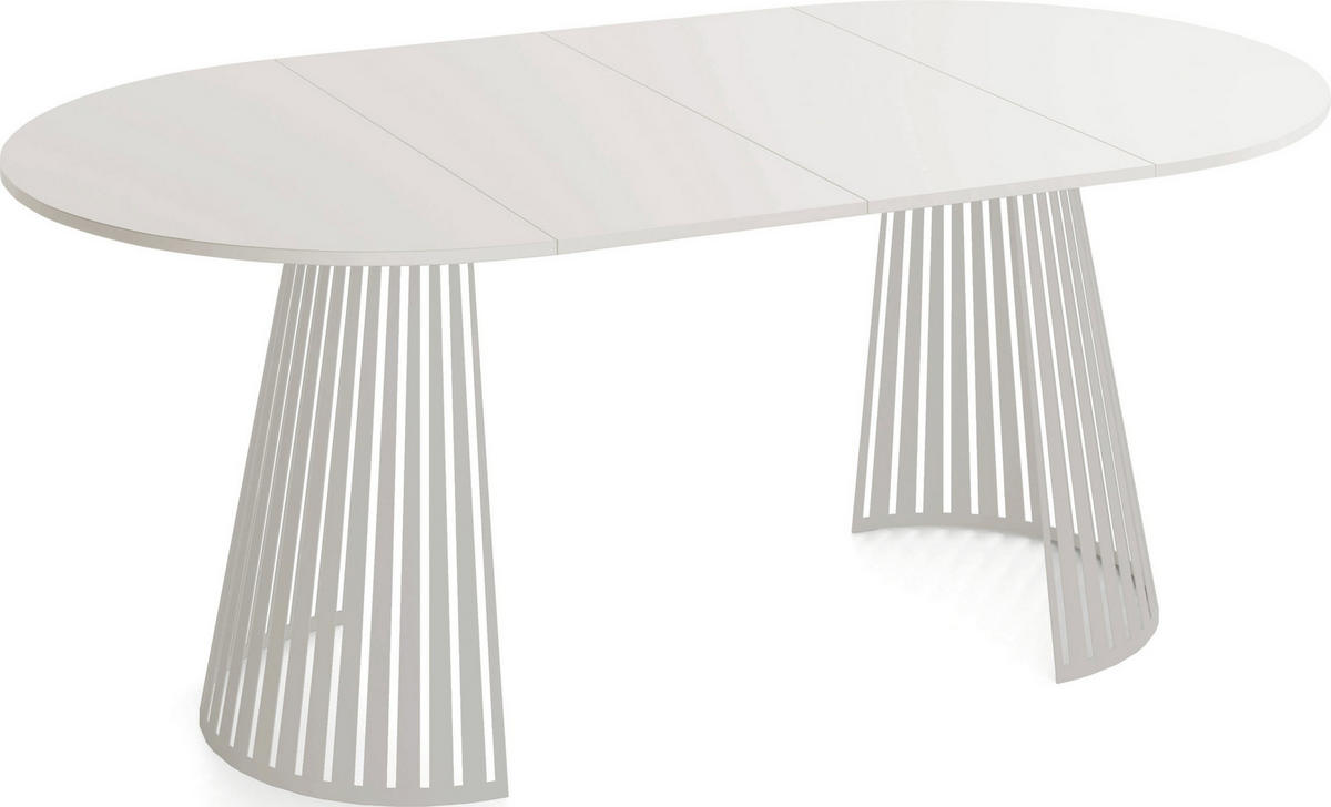 ESSTISCH Naro rund ausziehbar mit Lamellen-Metallgestell in Grau-Beige, Grau-Beige 100-180/100/76 cm - Kaschmir/Beige, Holzwerkstoff/Metall (100/176/76cm) - WFL GROUP