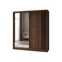 SCHWEBETÜRENSCHRANK NELVIA 200/216/61 cm Modern Kleiderschrank 2-türig mit Spiegel Nussbaumfarben - Nussbaumfarben, Holzwerkstoff (200/216/61cm) - MASSENO