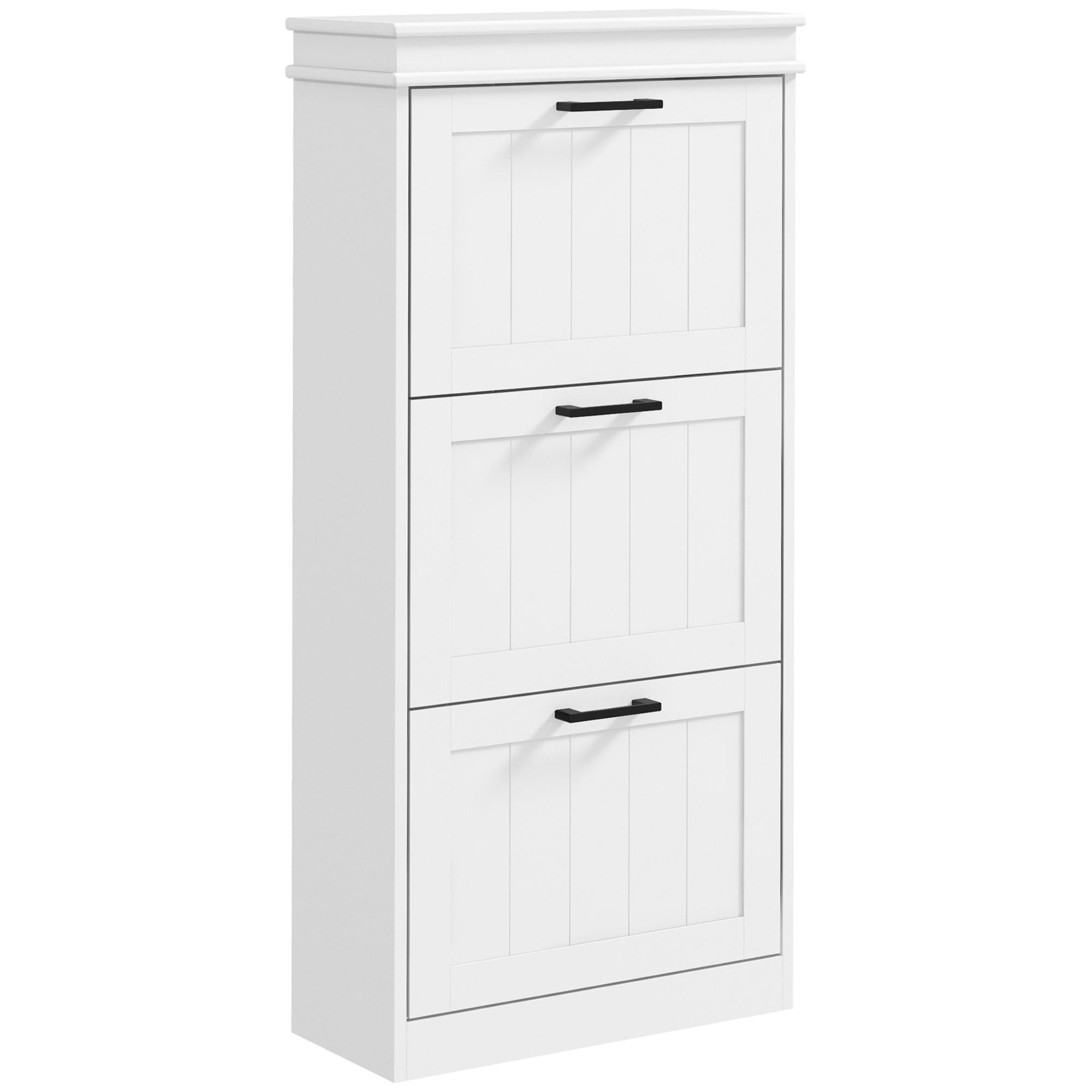 SCHUHSCHRANK DE-15010 3 Klapptüren mit verstellbaren Böden Weiß - Weiß, Holzwerkstoff (54/117.5/24cm) - ComfortXL