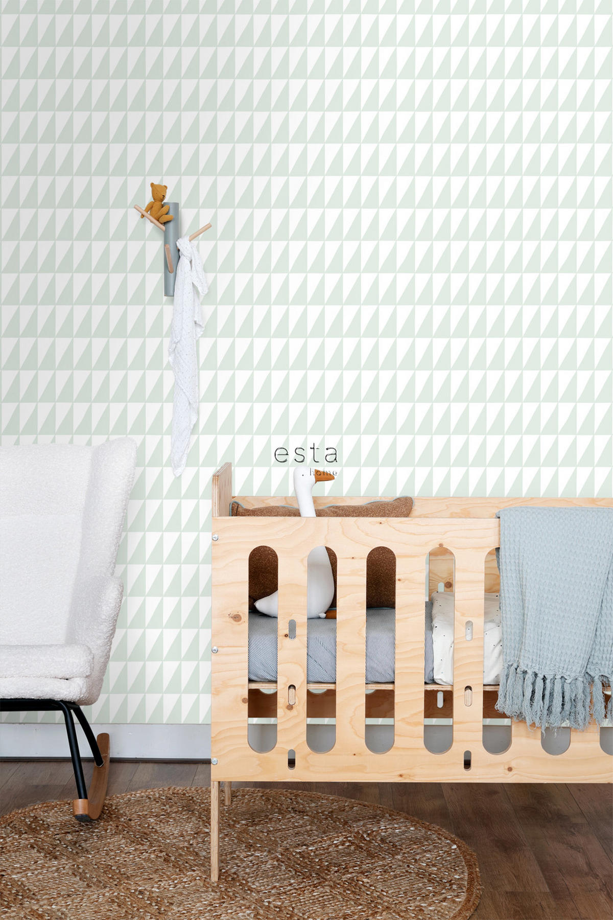 TAPETE grafische Dreiecke 53 cm x 10.05 m - Grün, Papier (53/0.1cm) - ESTAhome