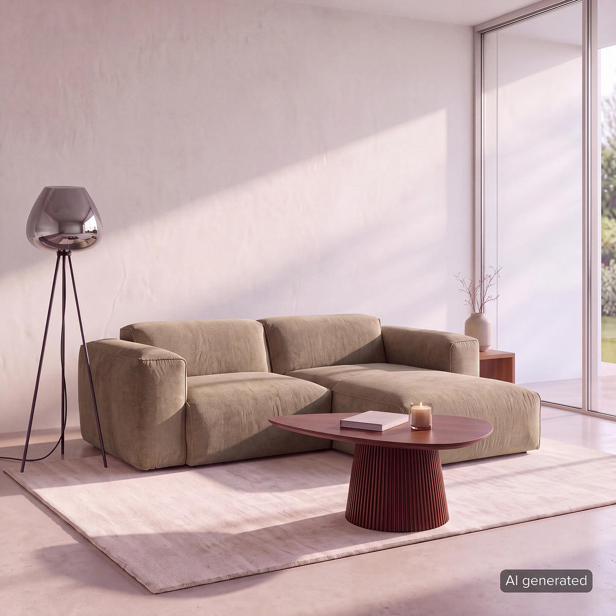 1,5-SITZER ECKSOFA mit Longchair - Taupe/Schwarz, Kunststoff/Textil (260/173cm) - home24