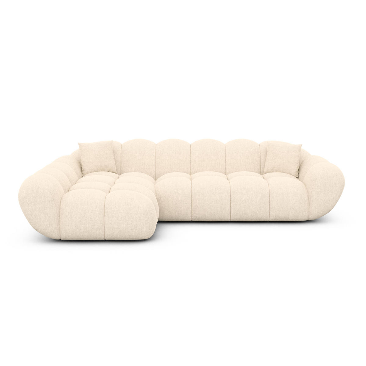 ECKSOFA Liva Creme Strukturstoff L-Form Links - Creme, Textil (265/160cm) - VAROYAL