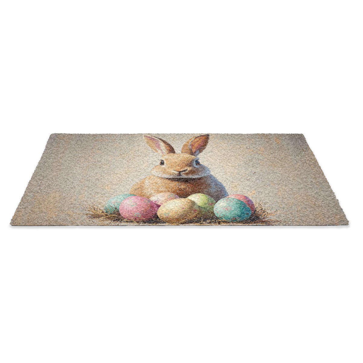 FUSSMATTE Osterhase - Pastell - Eier 60x40 cm - Beige/Multicolor, Kunststoff (40/60cm) - MuchoWow