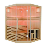 SAUNAKABINE Finnische Sauna Espoo150 Premium - Naturfarben, Holz (150/200/150cm) - Artsauna